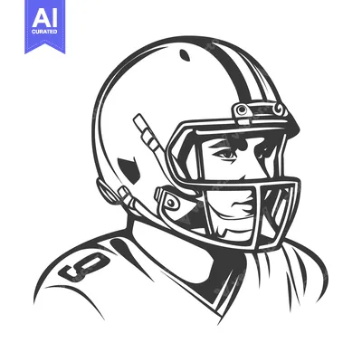 Aset premium populer: A determined looking football player wearing protective helmet and gea