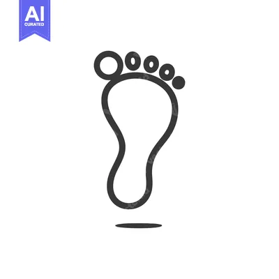 Aset premium populer: Minimalist Footprint Icon: Simple Design with Shadow Detail on White B