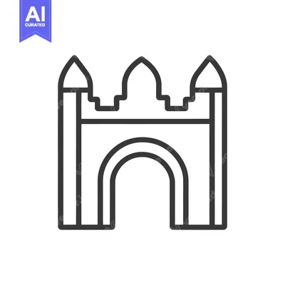 Aset premium populer: A symmetrical black and white illustration of an architectural structu