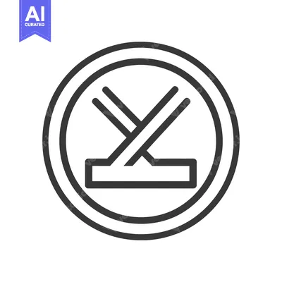 A circular symbol with overlapping diagonal lines and a base