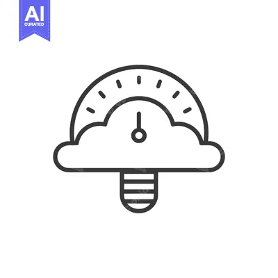 Popular premium asset: A cloud with a gauge and a bulb depicting performance readings