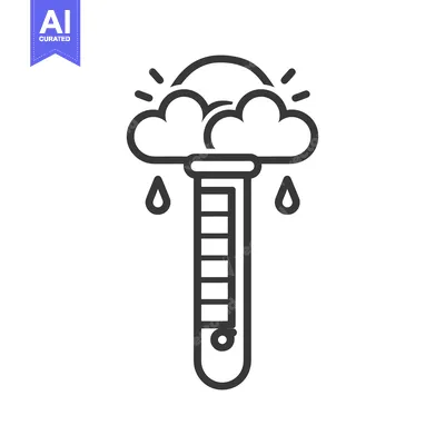 Aset desain premium: Cloudy weather symbol with thermometer showing temperature measurement