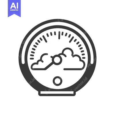 Aset premium populer: A circular gauge displaying a cloud formation and indicator arm