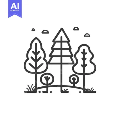 Premium design asset: Simple stylized illustration depicts various trees and some foliage