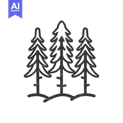 Premium design asset: Three Evergreen Trees Are Shown Silhouetted on a White Background