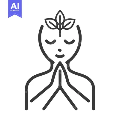 Aset desain premium: An illustrated person meditating with leaves on their head