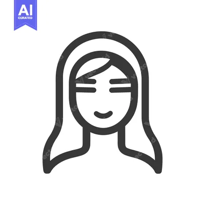 Aset premium populer: A simplified illustration of a woman with long flowing hair