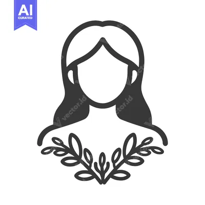 Aset premium populer: A simple illustration of a woman with floral shoulder decoration
