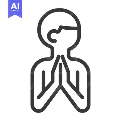 Simple Line Drawing of a Human Figure with Hands Clasped Together
