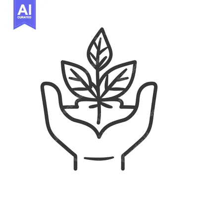 Aset desain premium: A caring hand cradles a young plant with its emerging leaves