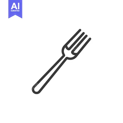 Aset premium populer: Minimalist Fork Icon: Sleek Line Art on White Background