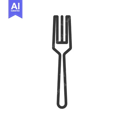 Aset desain premium: Minimalist Fork Icon: Simple Outline Design on White Background