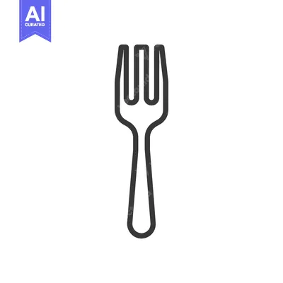 Aset premium populer: Minimalist Fork Icon: Clean Line Art on White Background