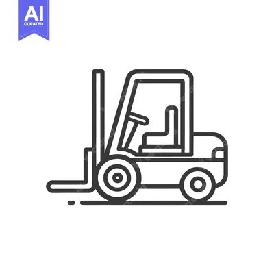 Aset desain premium: Minimalist Forklift Icon: Bold Outline, Industrial Equipment, Vector I