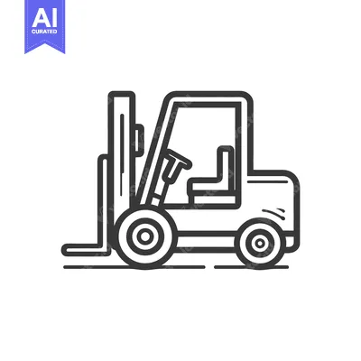 Aset premium populer: Minimalist Forklift Icon: Industrial Equipment Outline on White Backgr