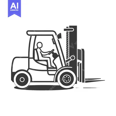 Aset desain premium: Forklift with Operator in Silhouette