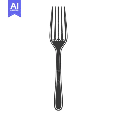Aset premium populer: A simple black and white illustration of a four prong fork