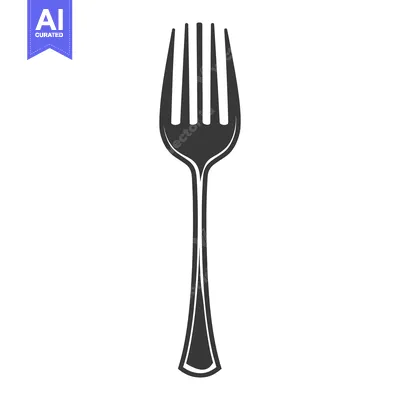 Aset premium populer: A simple black and white drawing depicting a dining fork