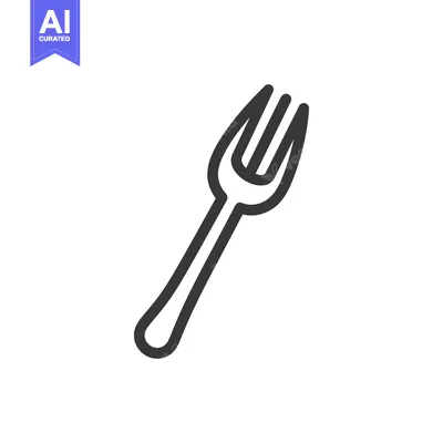 Aset desain premium: Minimalist Fork Icon: Clean Line Art on White Background