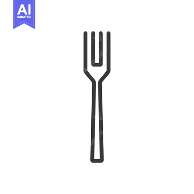 Aset desain premium: Minimalist Fork Icon: Clean Line Art on White Background