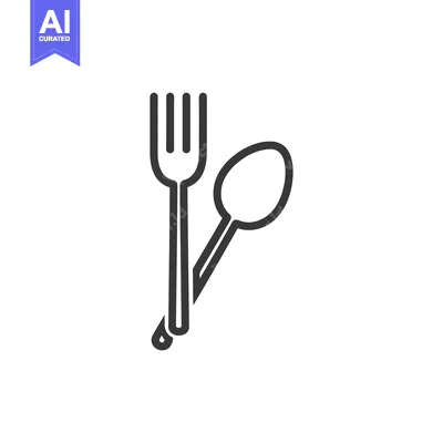 Aset premium populer: Minimalist Fork and Spoon Icon with Drip Detail on White Background