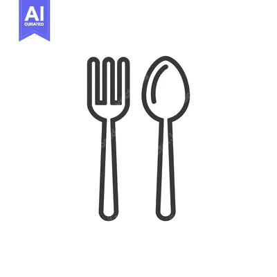 Aset desain premium: Minimalist Fork and Spoon Icon: Clean Line Art Design