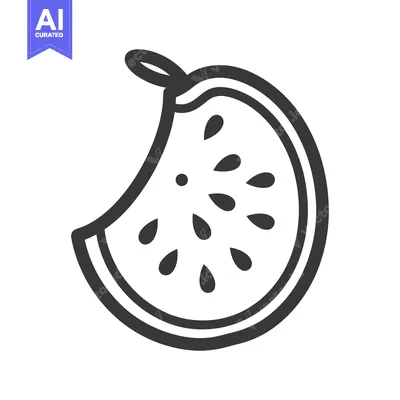 Aset desain premium: A single slice of fresh watermelon with black seeds and rind
