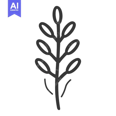 Aset desain premium: A simple hand drawn illustration of a plant sprig