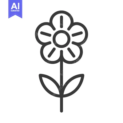 Aset premium populer: Simple stylized illustration of a flower with stem and leaves