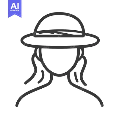 Premium design asset: A graphic illustration depicts a woman wearing a stylish sun hat