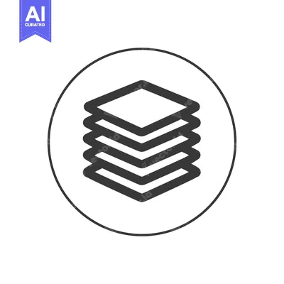 Premium design asset: Stacked Layers Icon in Circle, Minimalist Design, Black and White