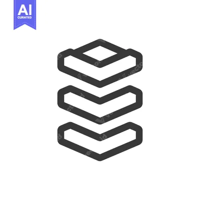 Aset desain premium: Stacked Layers Icon: Abstract Geometric Design with Depth and Hierarch