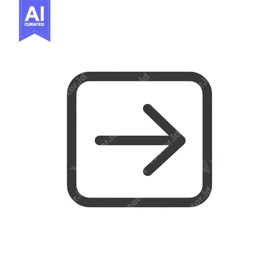Aset desain premium: Simple Right Arrow Icon in Rounded Square, Dark Gray on White Backgrou