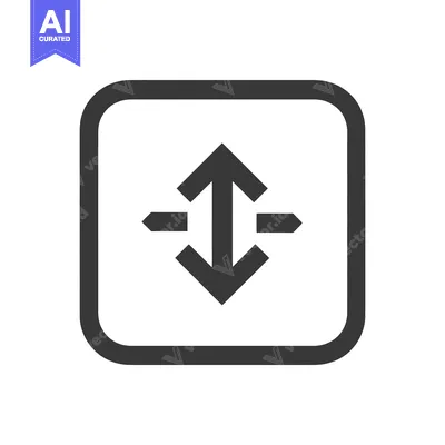 Aset desain premium: Expand or Compress Icon: Black Arrows in Rounded Square