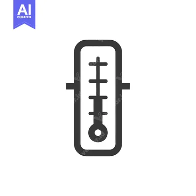 Minimalist Thermometer Icon: Temperature Measurement, Medical Symbol,