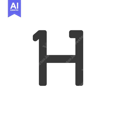 Aset desain premium: Bold Gray "1H" Logo Design on White Background, Minimalist Typography