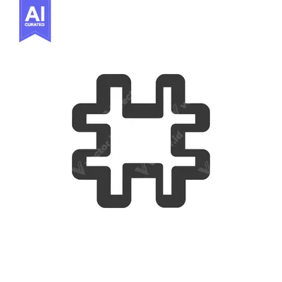 Aset premium populer: Bold Hashtag Icon: Modern, Minimalist Design on White Background