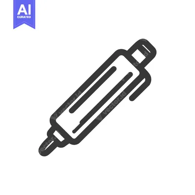 Aset desain premium: Bold Outline Icon of a Pen on White Background