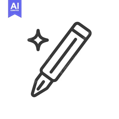 Aset desain premium: Sleek Pen Icon with Sparkle, Minimalist Design on White