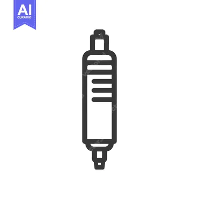 Aset desain premium: Syringe Icon: Medical Injection Tool, Outline Style, Isolated on White