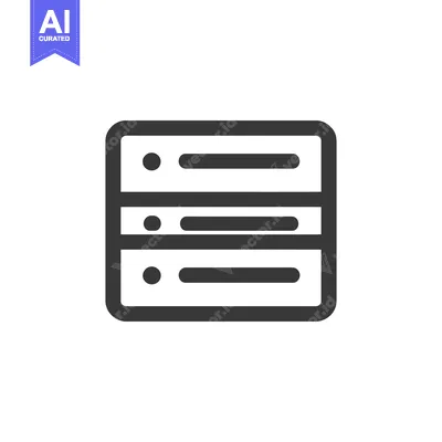 Aset premium populer: Minimalist Server Rack Icon: Data Storage and Network Infrastructure S