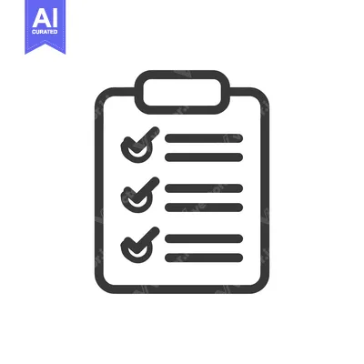 Completed Checklist Icon on Clipboard, Dark Gray on White Background,