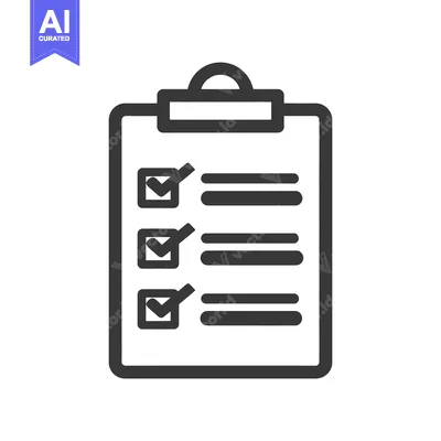 Aset desain premium: Completed Checklist Icon: Dark Gray Clipboard with Three Ticked Boxes