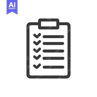 Completed Checklist Icon: Dark Gray Tick Marks and Lines on White Back
