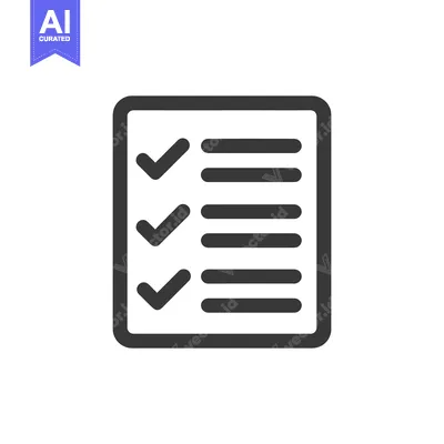 Premium design asset: Completed Checklist Icon with Checkmarks and Lines on White Background