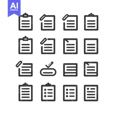 Aset premium populer: Minimalist Clipboard Icon Set: Documents, Lists, and Approval Symbols