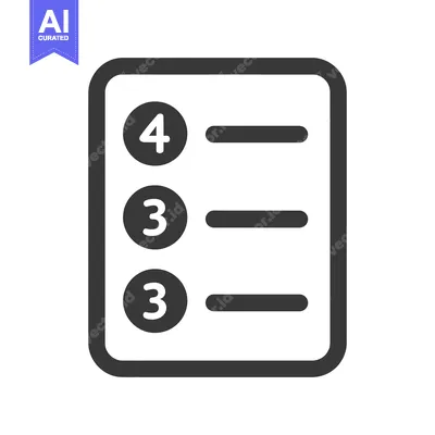 Aset desain premium: Simple Dark Grey List Icon with Numbers and Lines