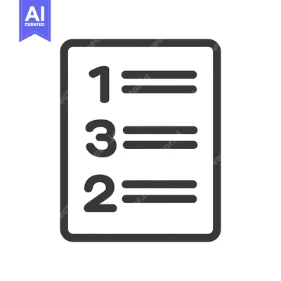 Prioritized List Icon: Numbered Items in Rectangular Frame, Dark Gray