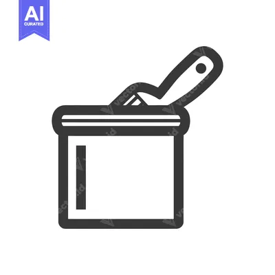 Aset desain premium: Paint Bucket and Brush Icon: Bold Outline, Minimalist Design, Art Supp