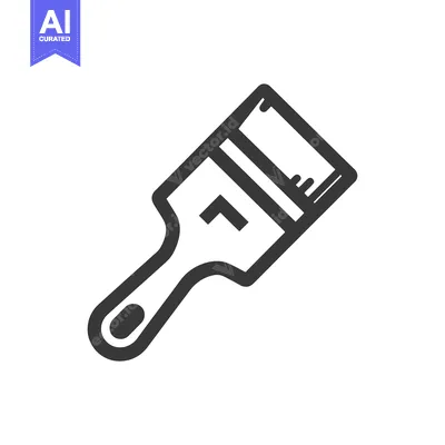 Aset desain premium: Minimalist Paintbrush Icon: Bold Outline on White Background